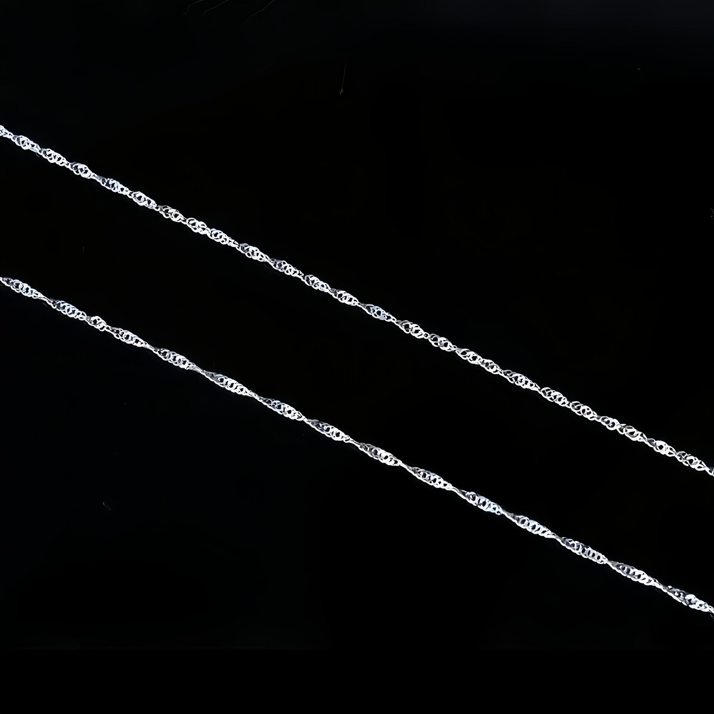 Men's 925 Silvery Wave Pattern Necklace Stylish & Durable